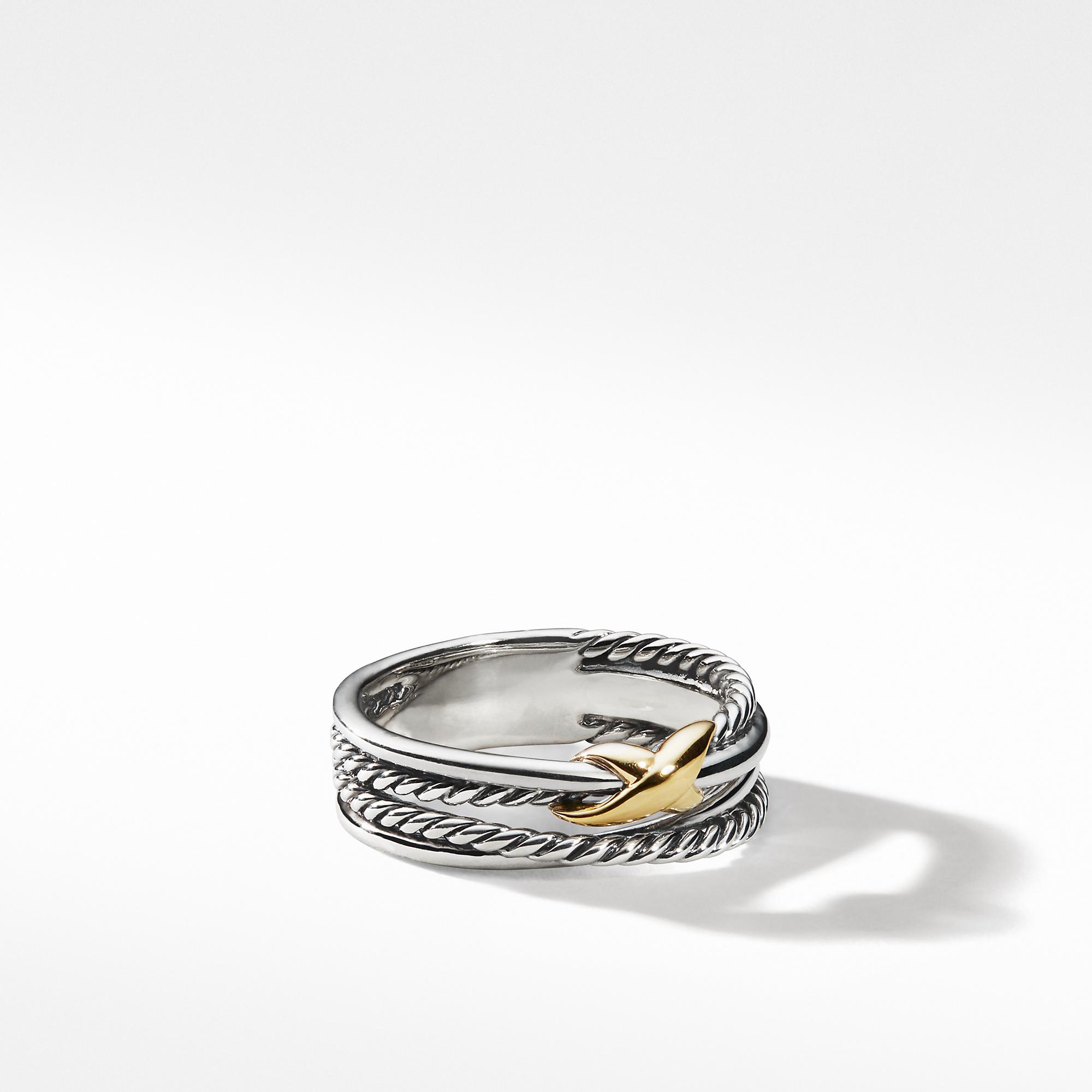David Yurman X Crossover Ring in Sterling Silver and 18k Yellow Gold, size 6