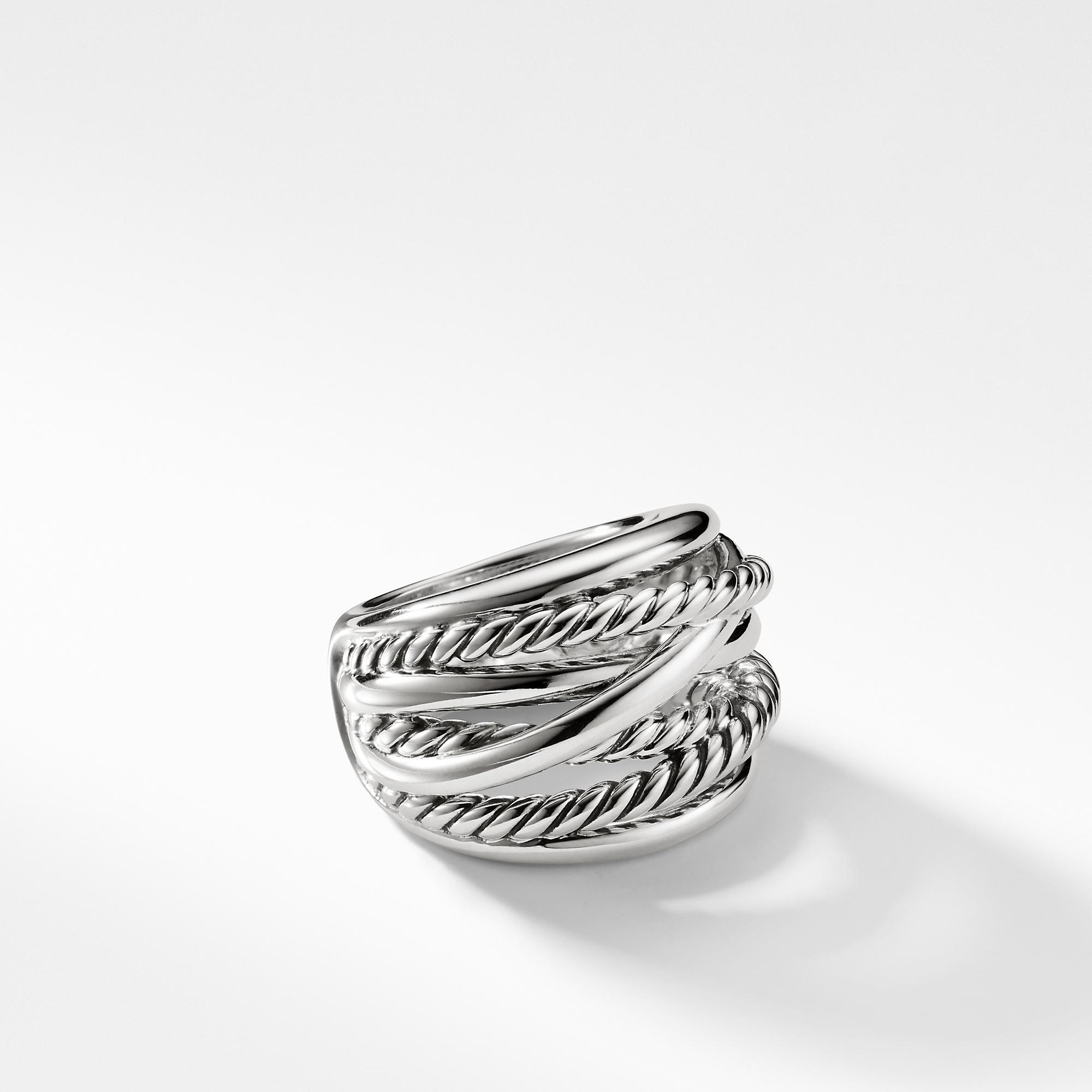 David Yurman Crossover Sterling Silver Wide Ring, size 6