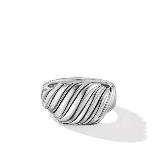 David Yurman Sculpted Cable 12.5mm Contour Rectangle Ring in Sterling Silver, size 6 0