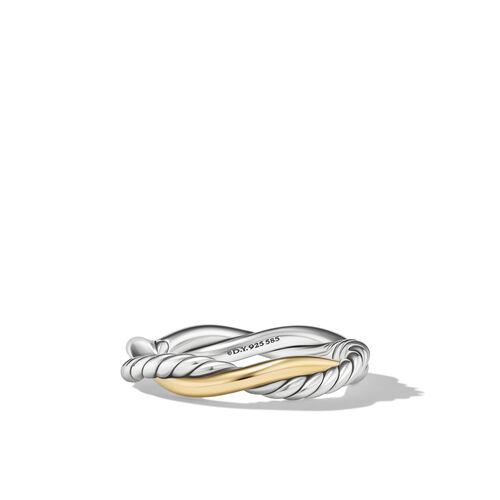 David Yurman Petite Infinity Band Ring in Sterling Silver with Yellow Gold, size 6