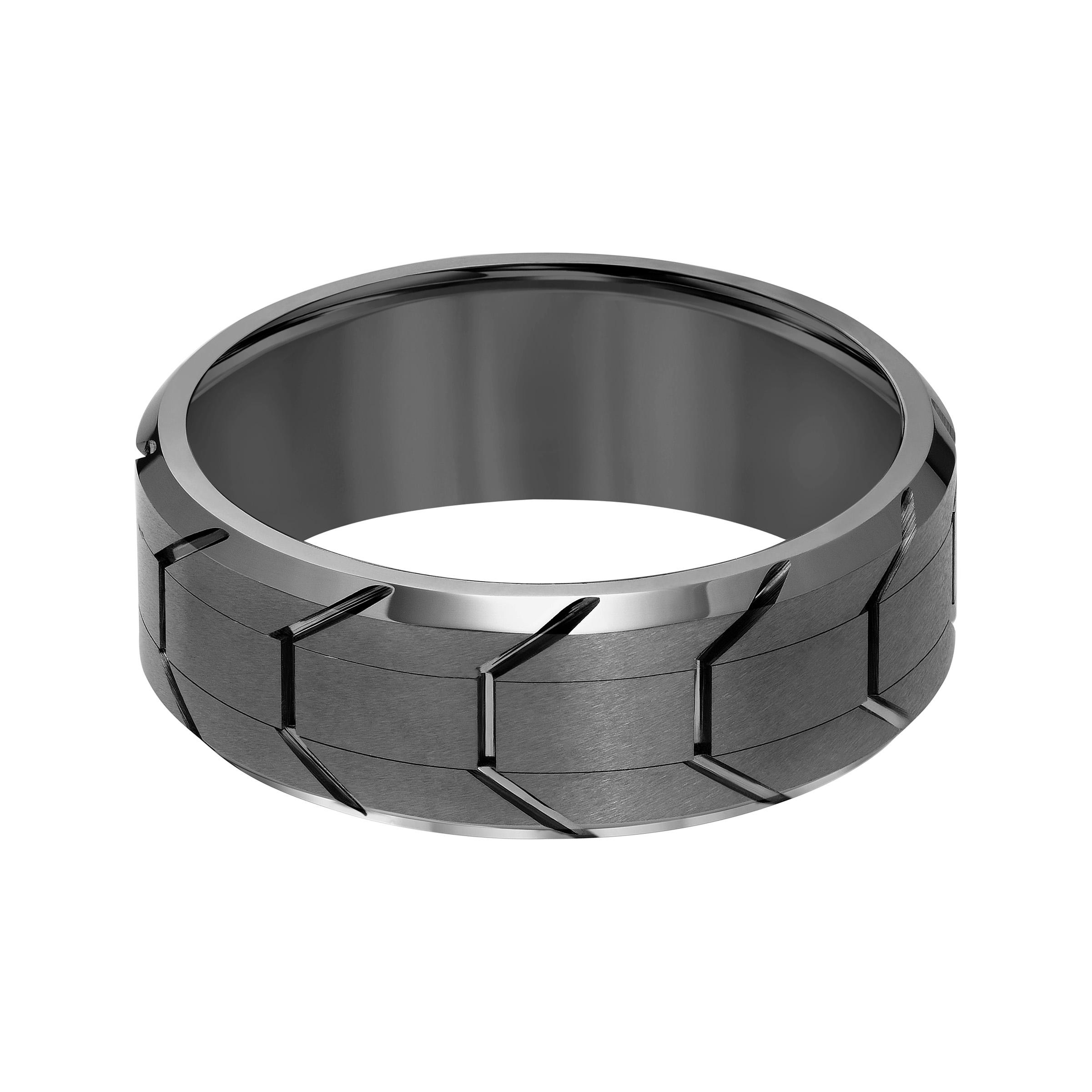 Gent's Gray Tungsten Tire Tread Band 0
