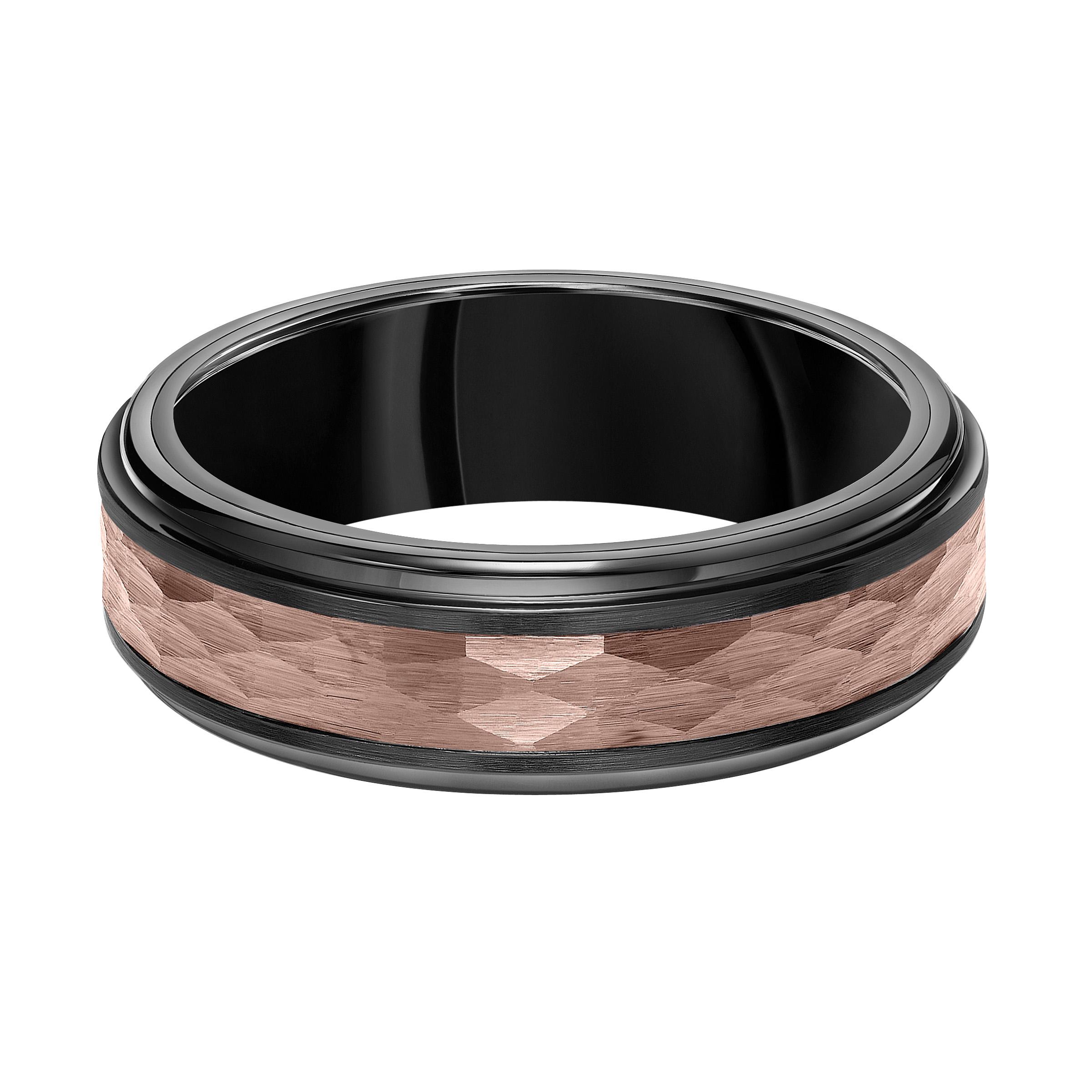 Gents 7mm Black Tungsten Carbide Ring with Espresso Center