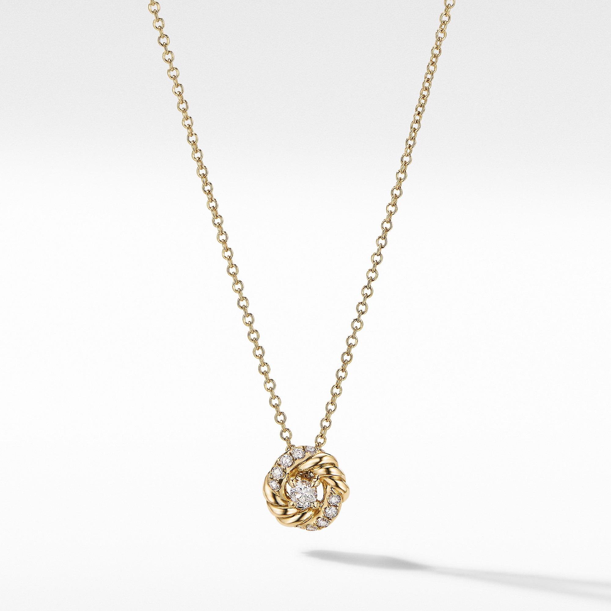 David Yurman Petite Infinity Cluster Pendant Necklace in Yellow Gold with Diamonds
