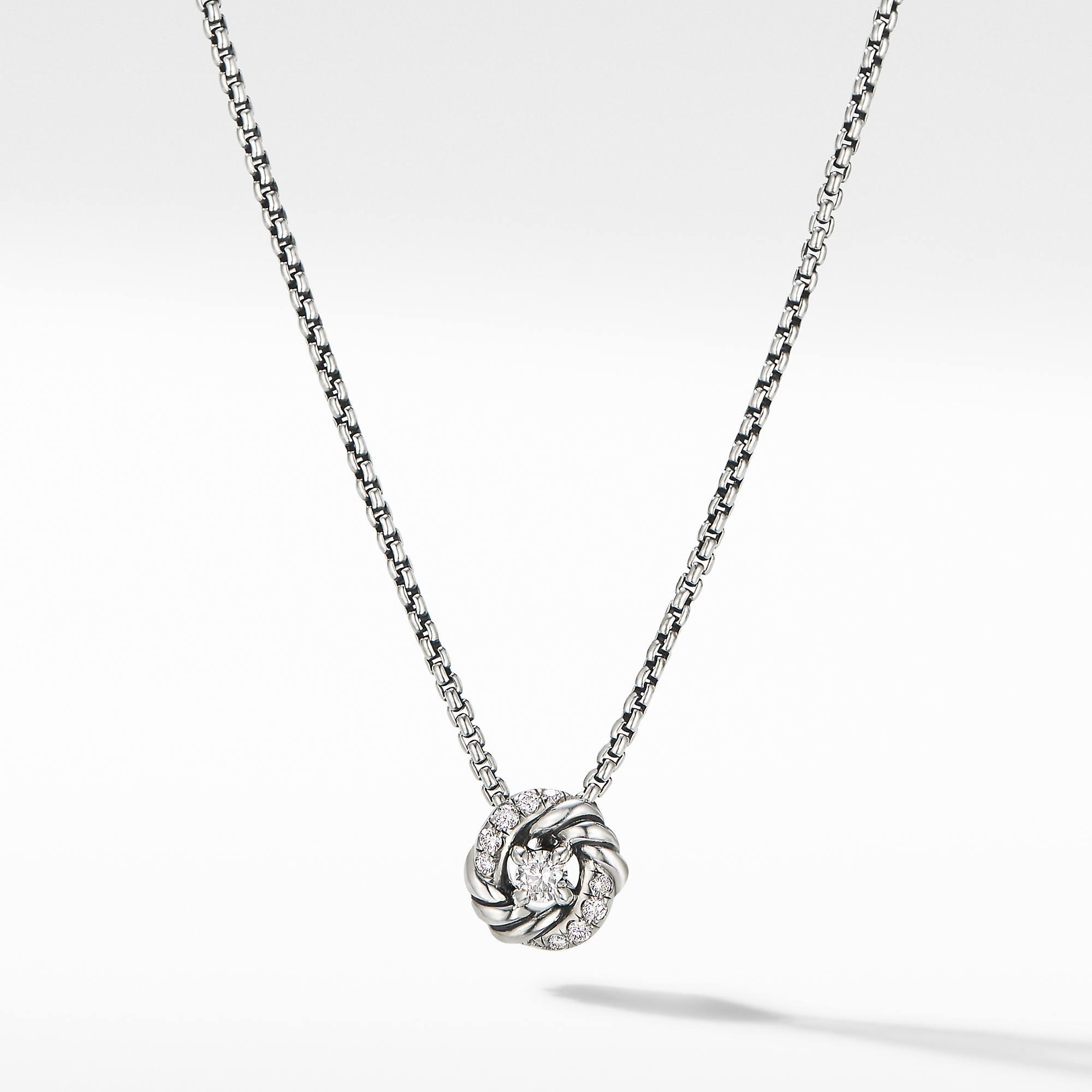 David Yurman Petite Infinity Pendant Necklace in Sterling Silver with Diamonds
