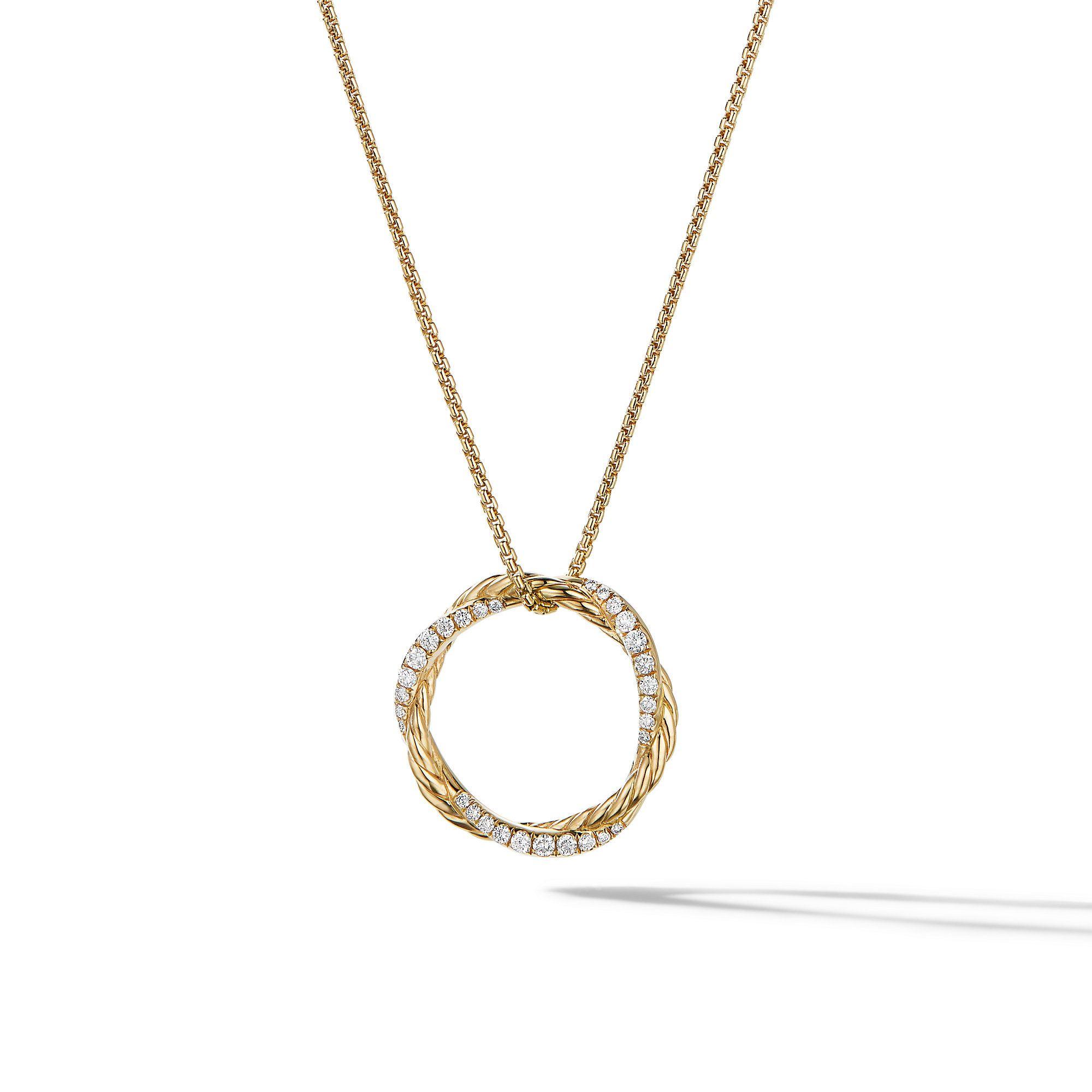 David Yurman Petite Infinity Pendant Necklace in 18k Yellow Gold with Pave Diamonds