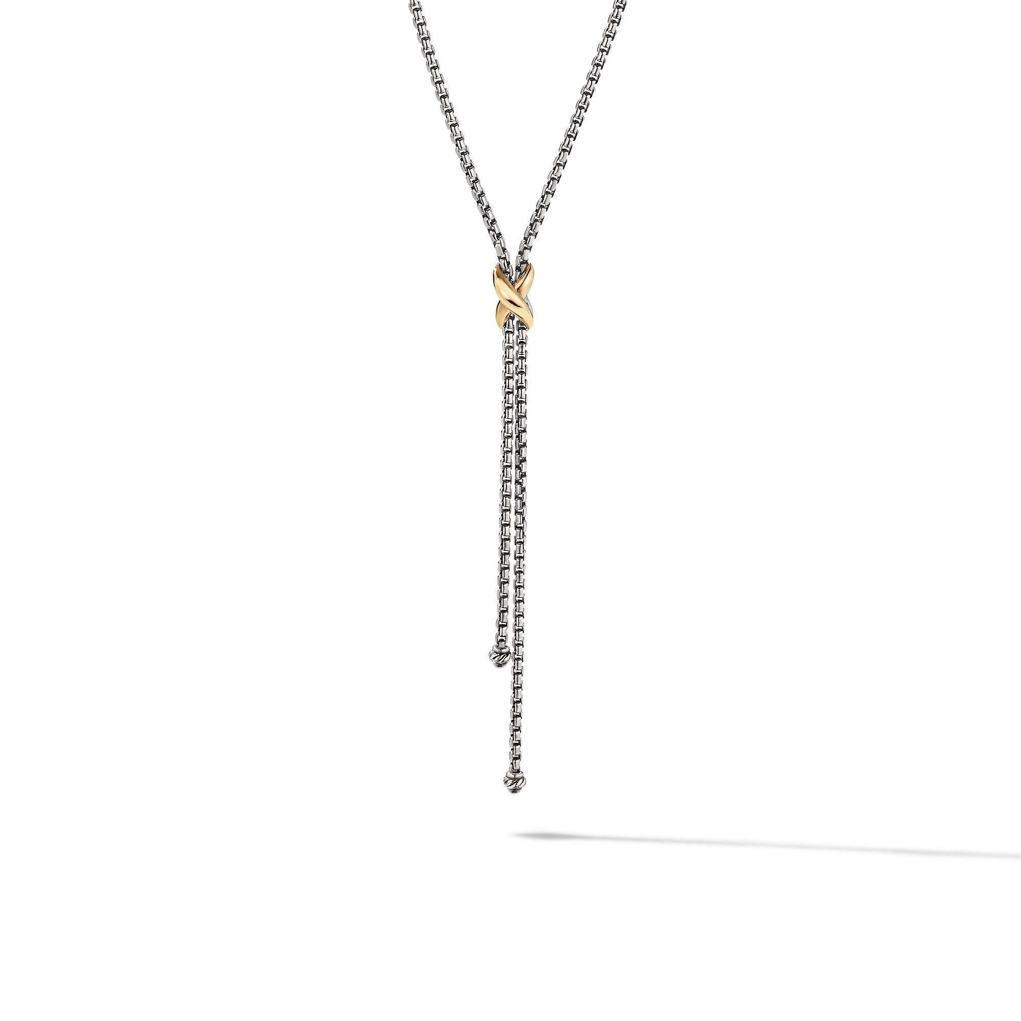 David Yurman Petite X Lariat Y Necklace with 18k Yellow Gold
