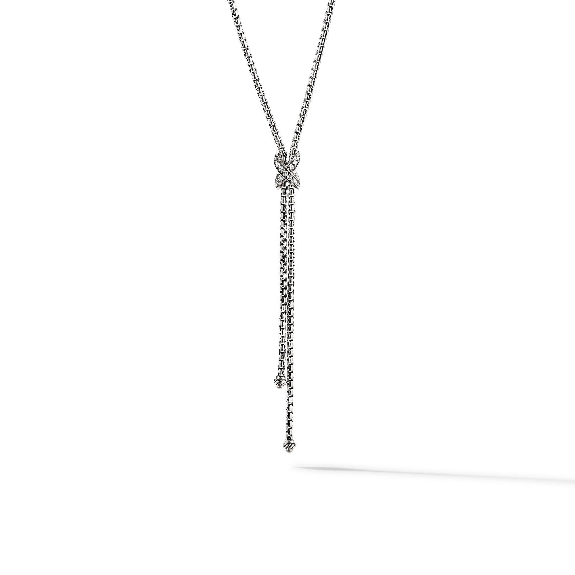 David Yurman Petite X Lariat Y Necklace with Pave Diamonds