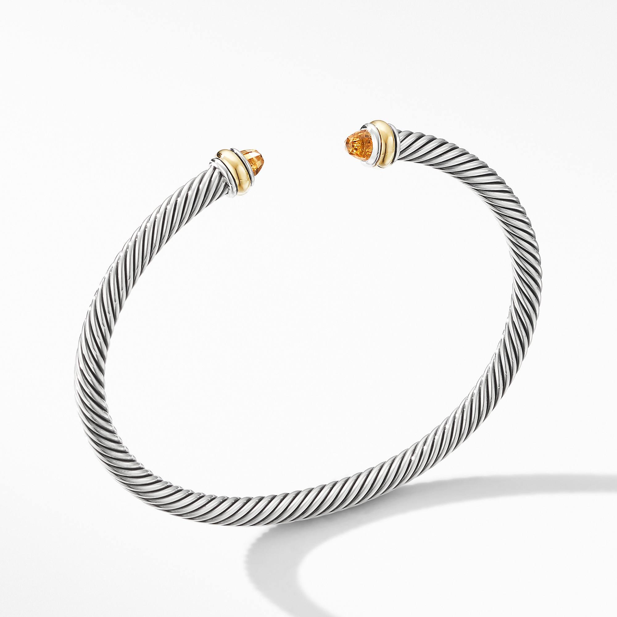 David Yurman Cable Classic Bracelet with Citrine and 18k Yellow Gold, size medium