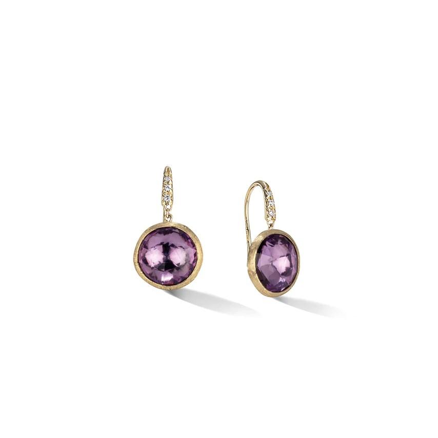 Marco Bicego Jaipur Color Collection 18K Yellow Gold Amethyst and Diamond Small Drop Earrings