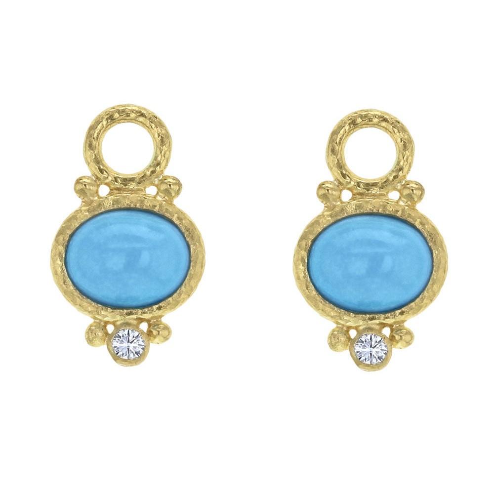 Elizabeth Locke Oval Turquoise and Diamond Earring Charms