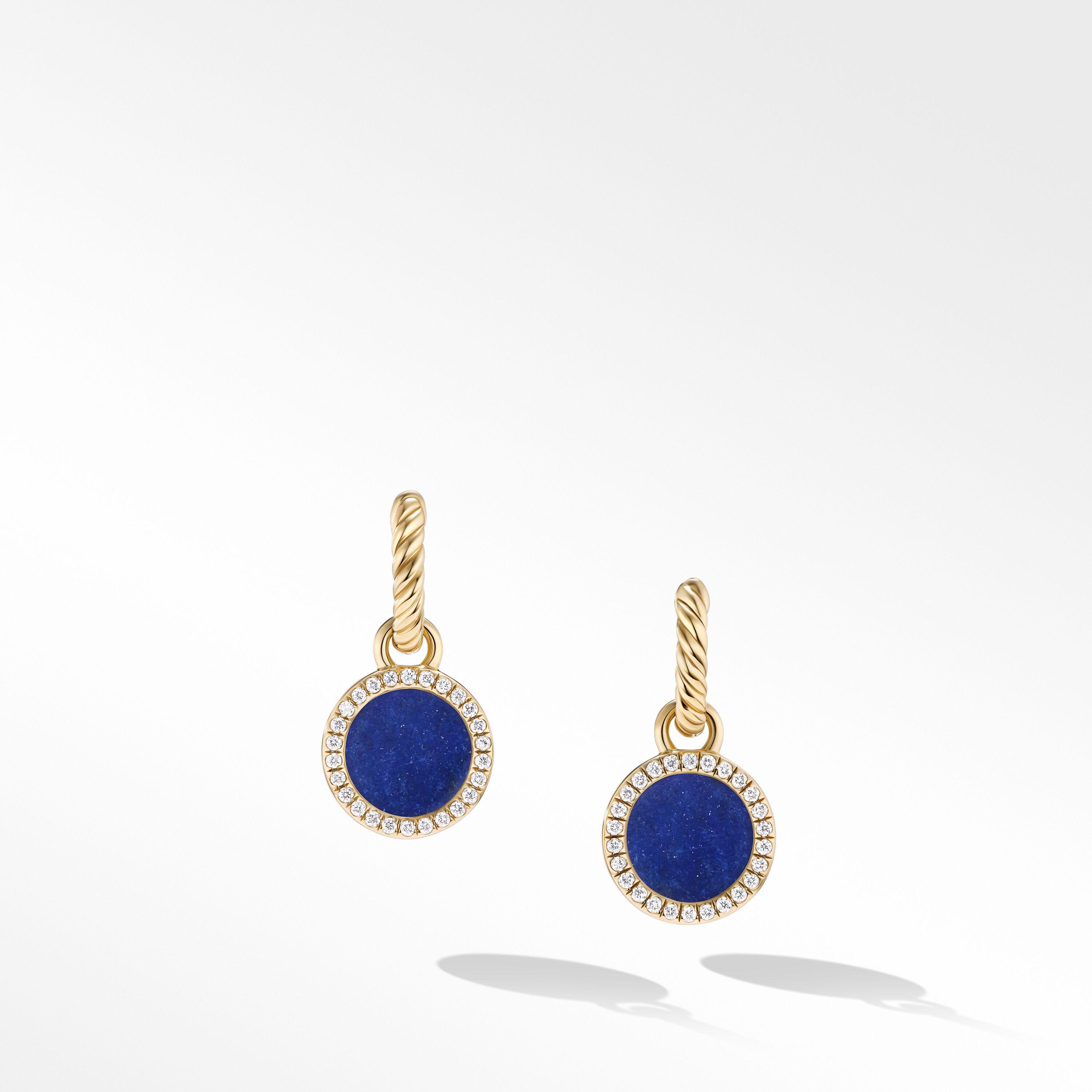David Yurman Petite DY Elements Drop Earrings with Lapis and Pave Diamonds