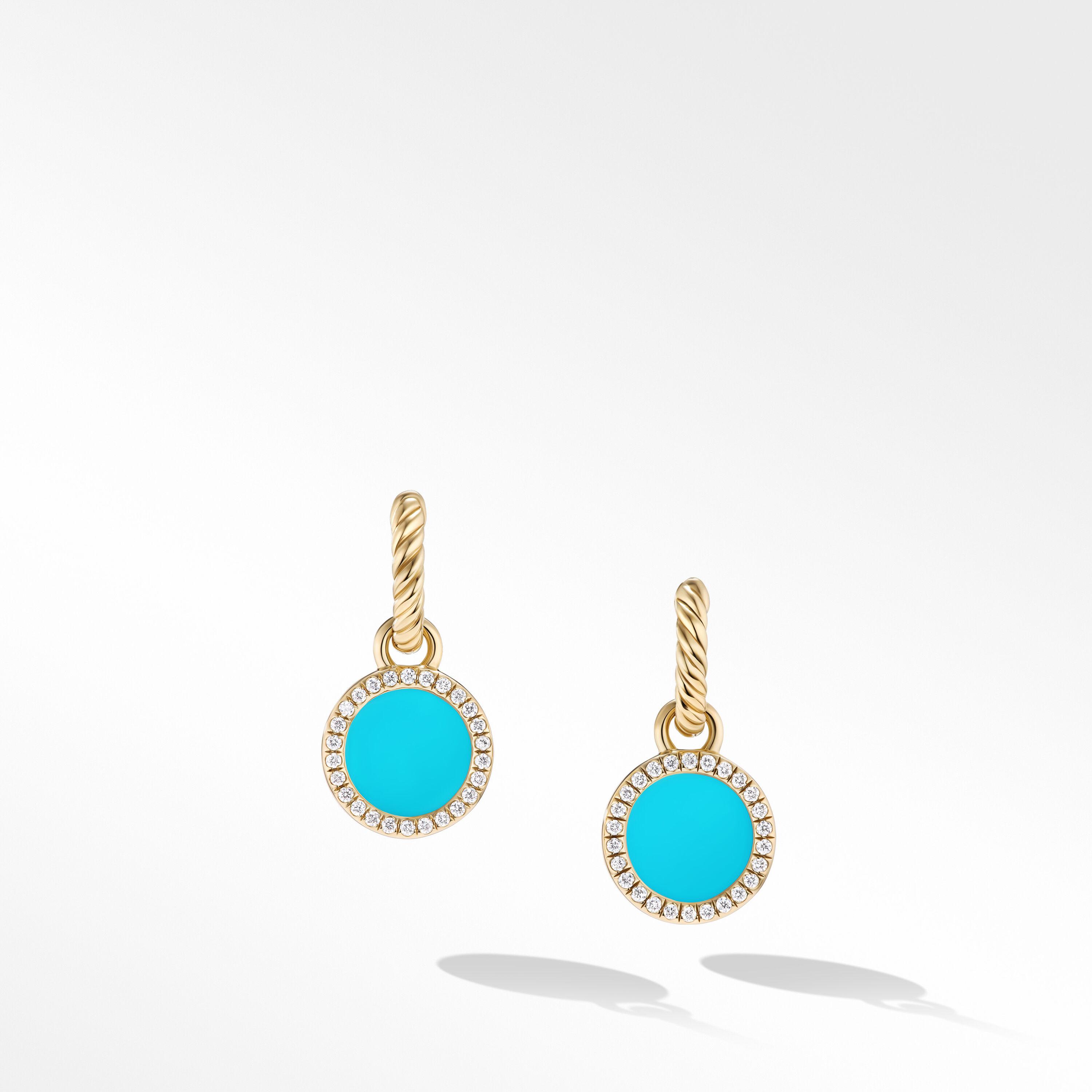 David Yurman Petite DY Elements Drop Earrings with Turquoise and Pave Diamonds