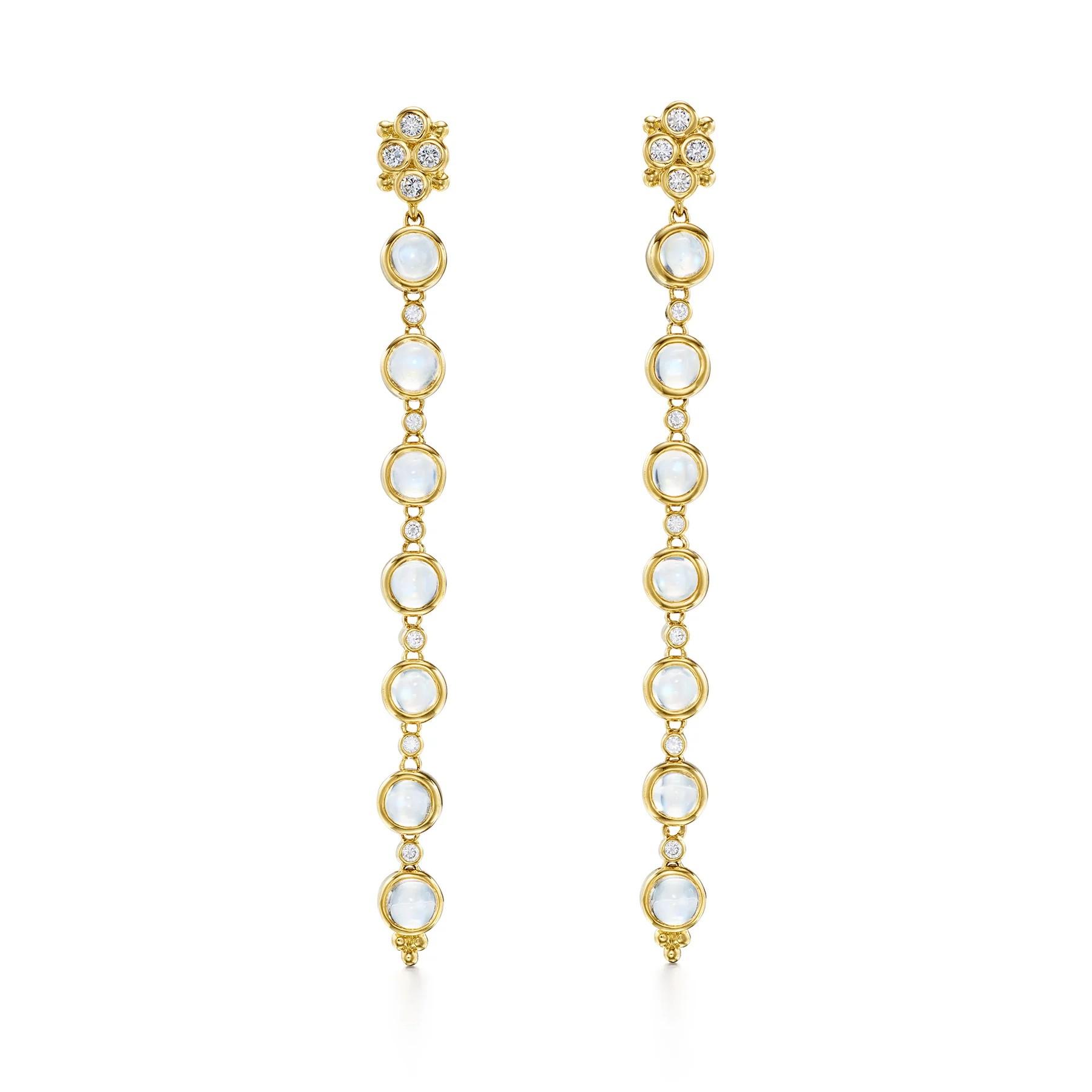 Temple St. Clair Moonshot Earrings with Moonstone and Diamonds