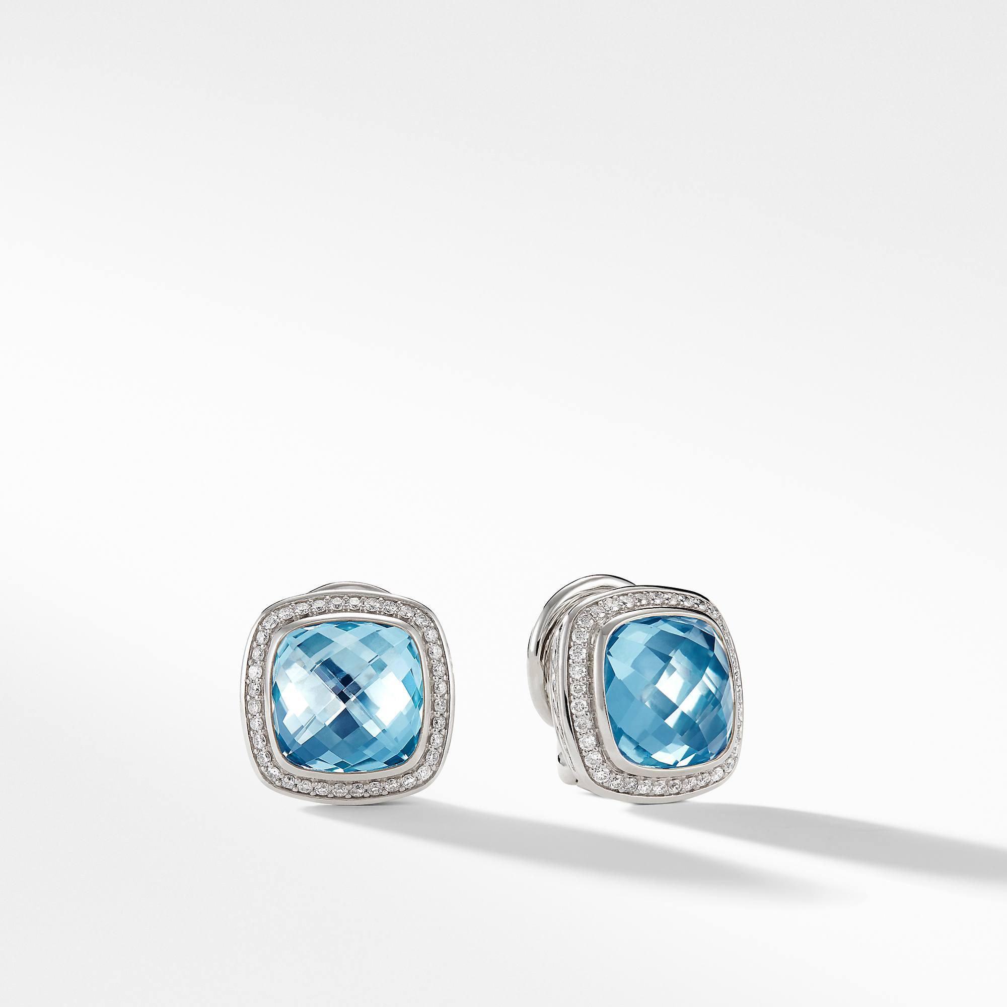 David Yurman Albion Earrings with Blue Topaz and Diamonds