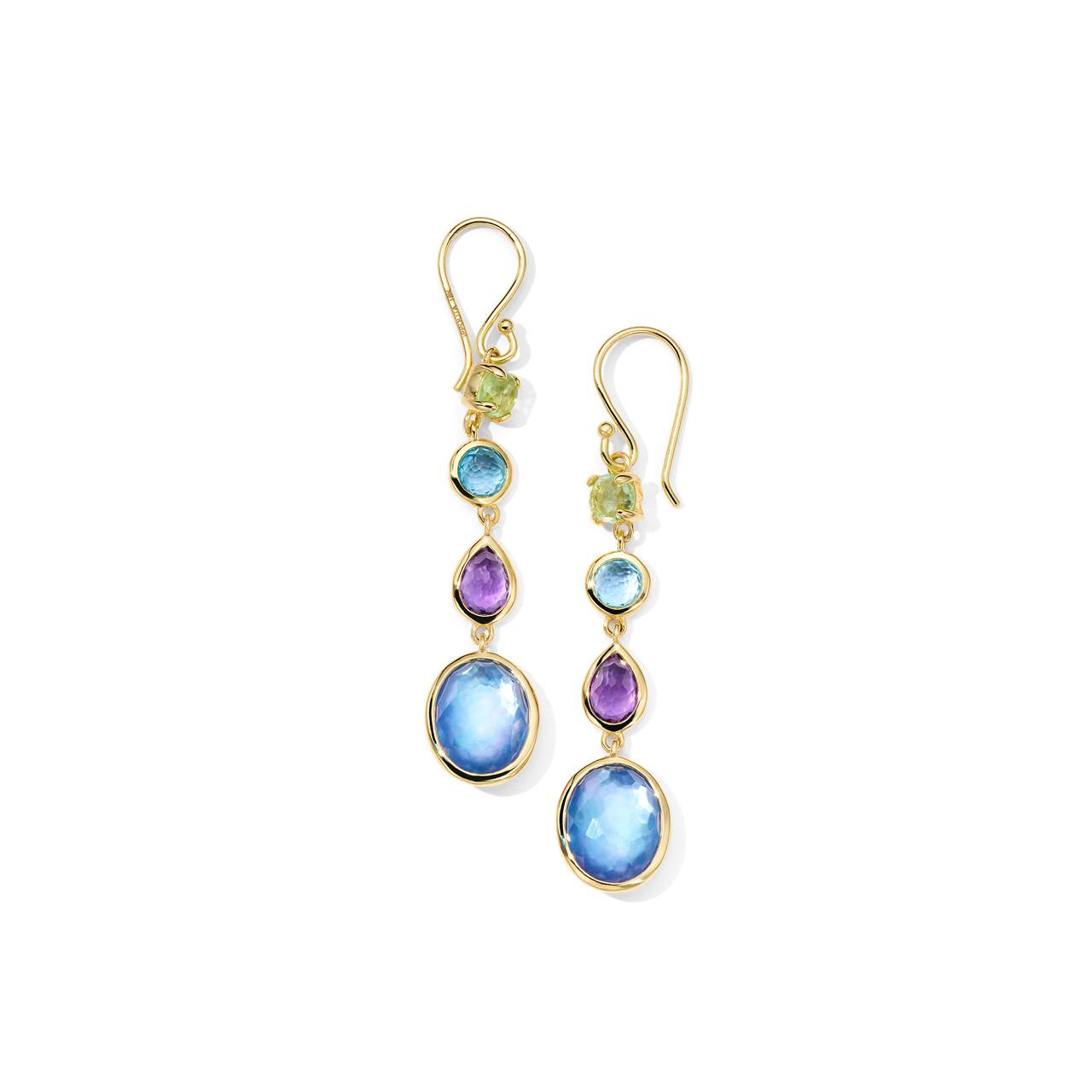 Ippolita Rock Candy Small 4 Stone Linear 18k Gold Earrings in Alpine 0