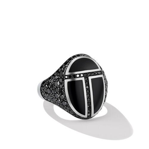 David Yurman Cairo Signet Ring with Black Onyx and Pave Black Diamonds
