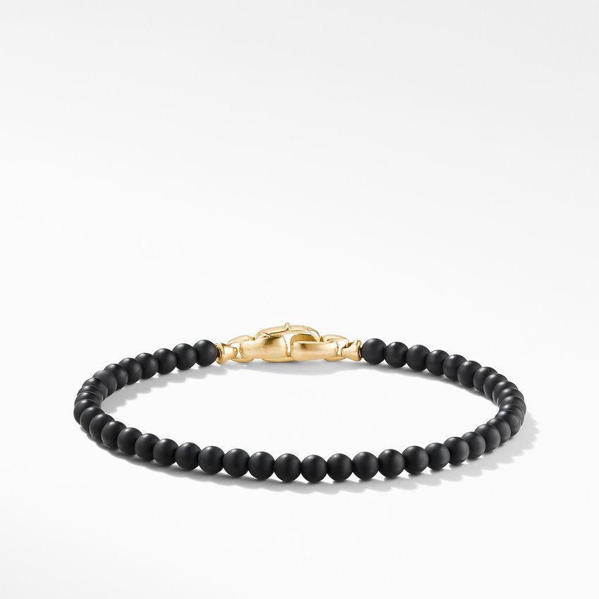 David Yurman Spiritual Beads Bracelet with Black Onyx and 18K Yellow Gold, Size Large 0