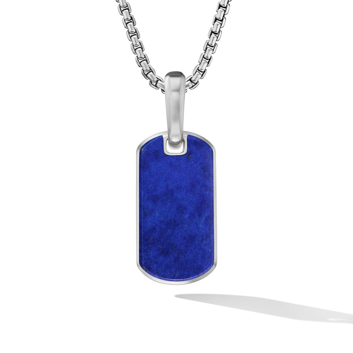David Yurman Chevron Tag in Sterling Silver with Lapis