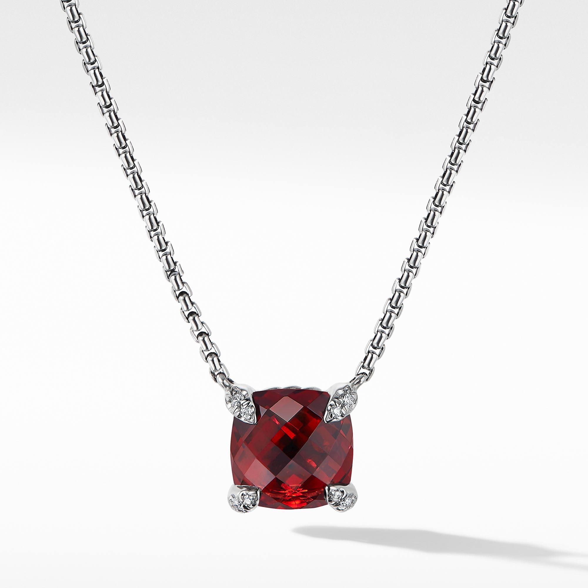 David Yurman Chatelaine Pendant Necklace with Rhodalite Garnet and Diamonds