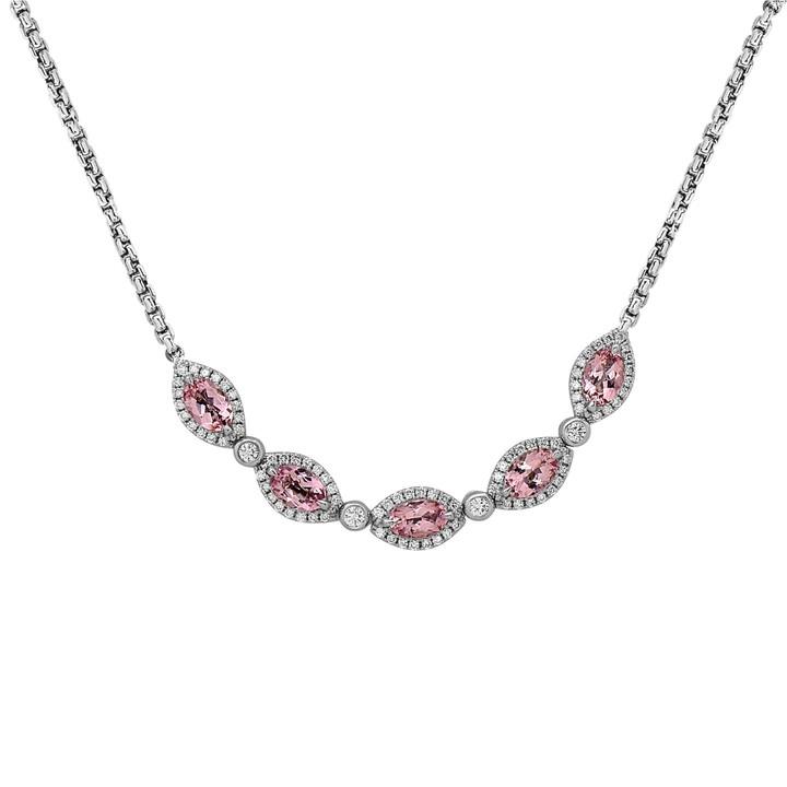 Charles Krypell Morganite and Diamond White Gold Necklace