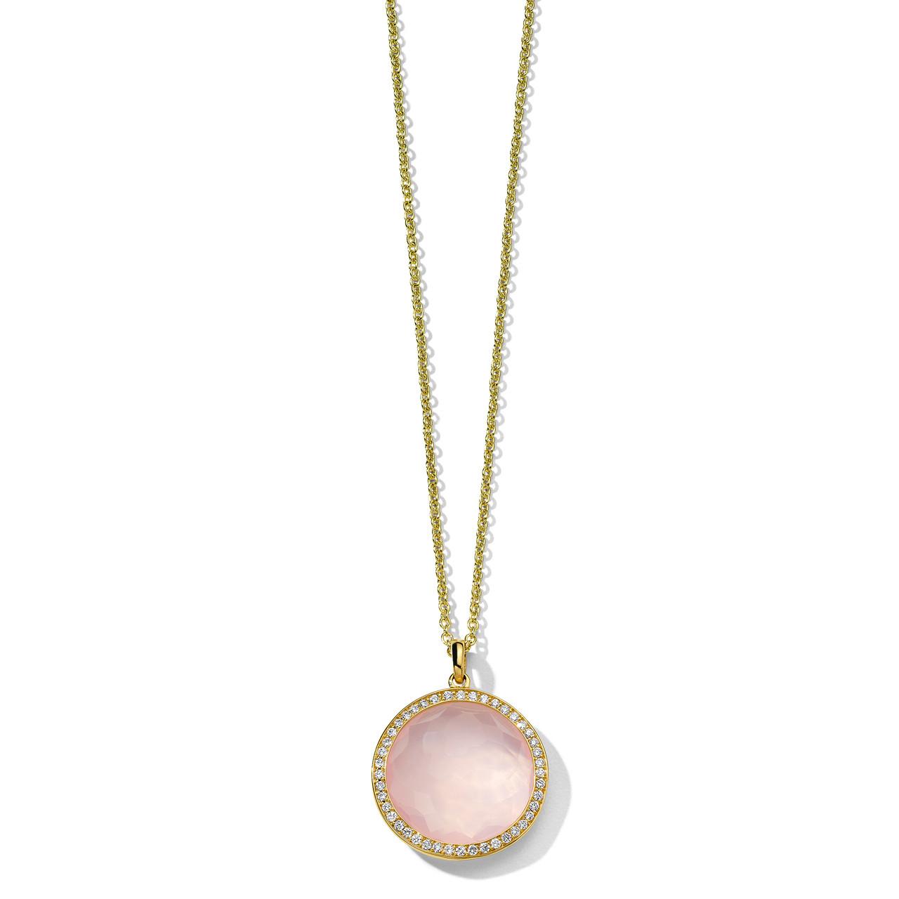 Ippolita Lollipop Medium Rose Quartz Pendant Necklace with Diamonds