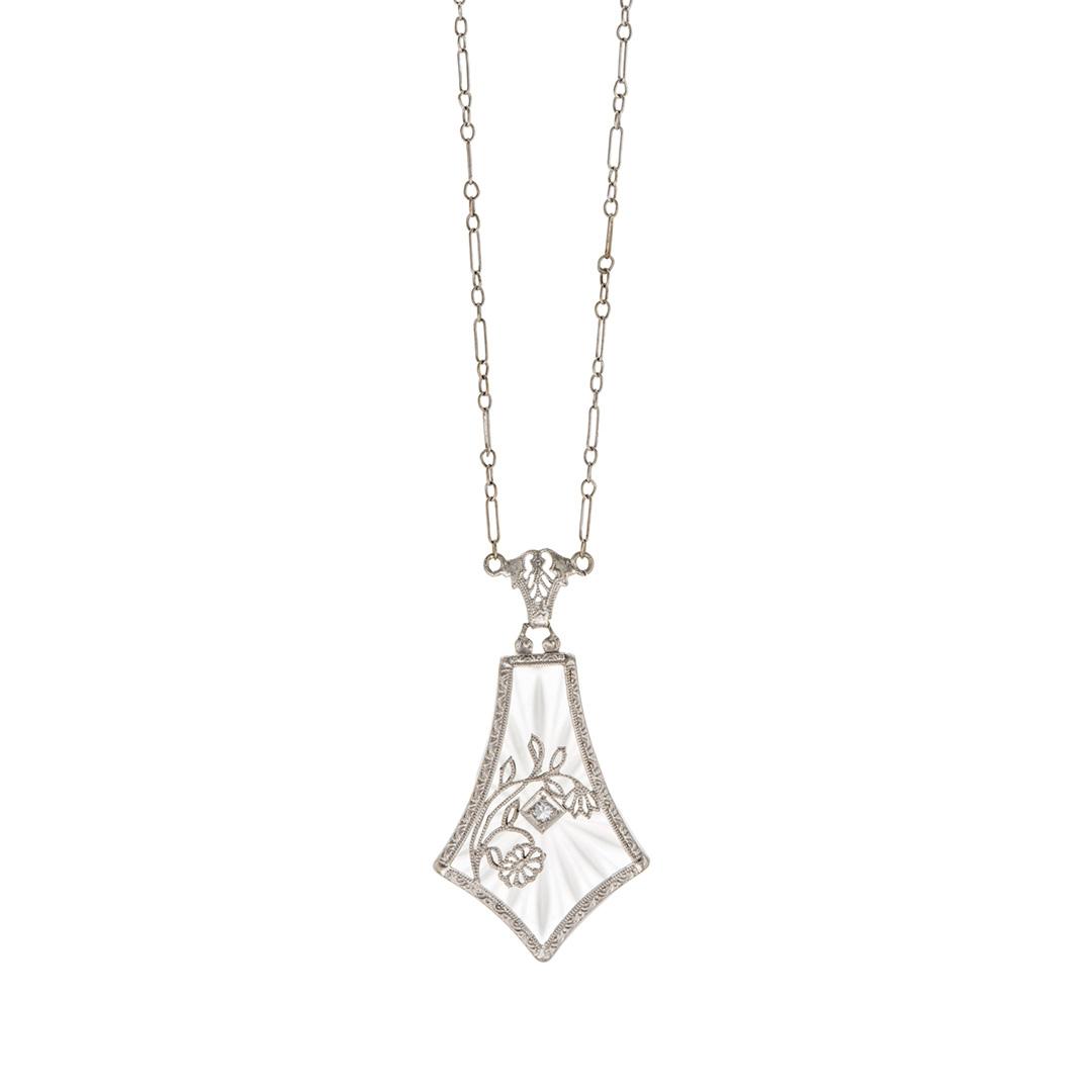 Estate Collection Kite-Shaped Camphor Glass Necklace