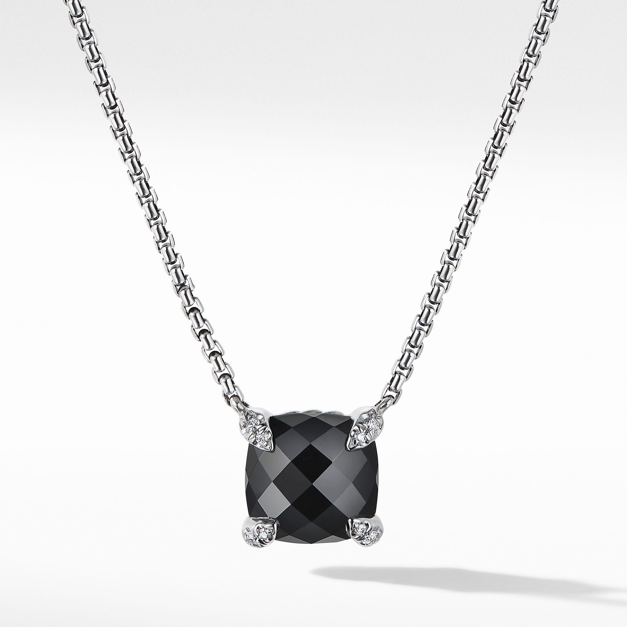 David Yurman Chatelaine Pendant Necklace with Black Onyx and Diamonds