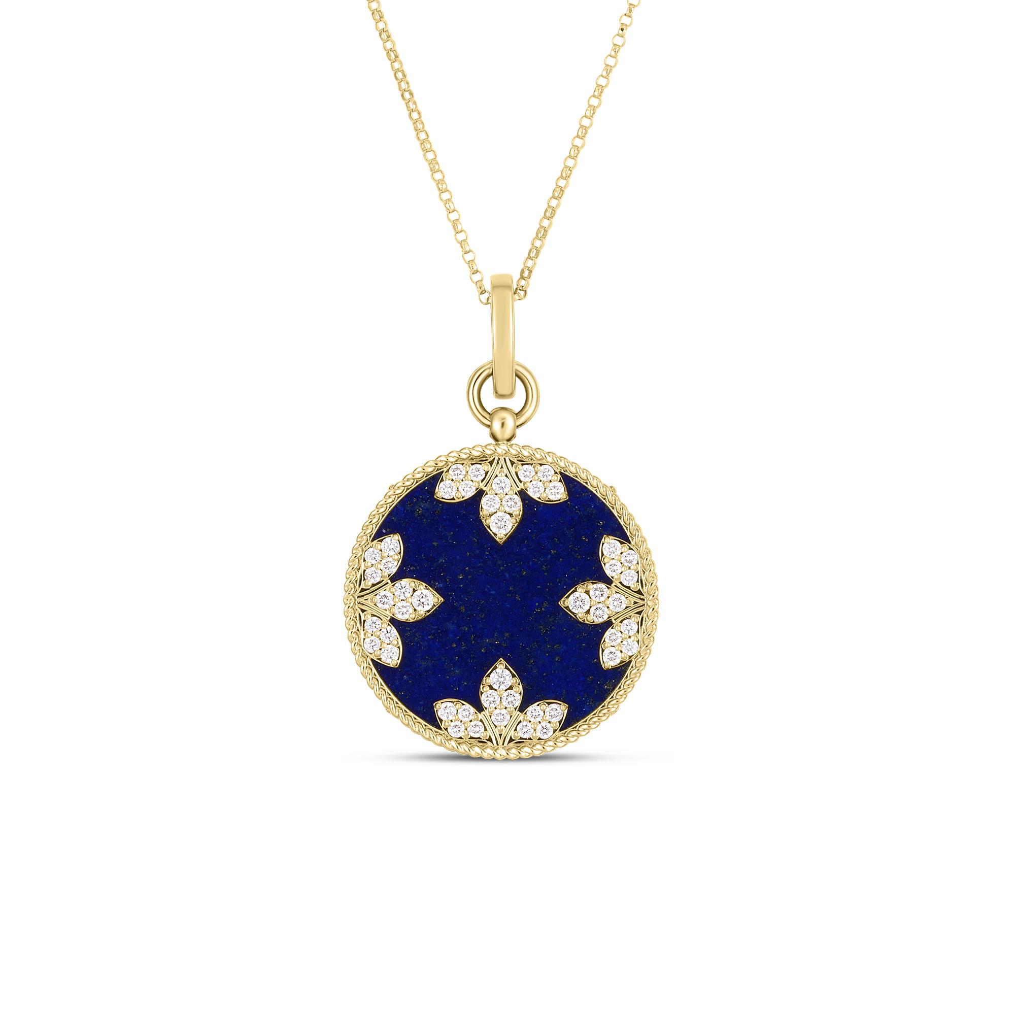 Roberto Coin Medallion Charms Lapis and Diamond Necklace