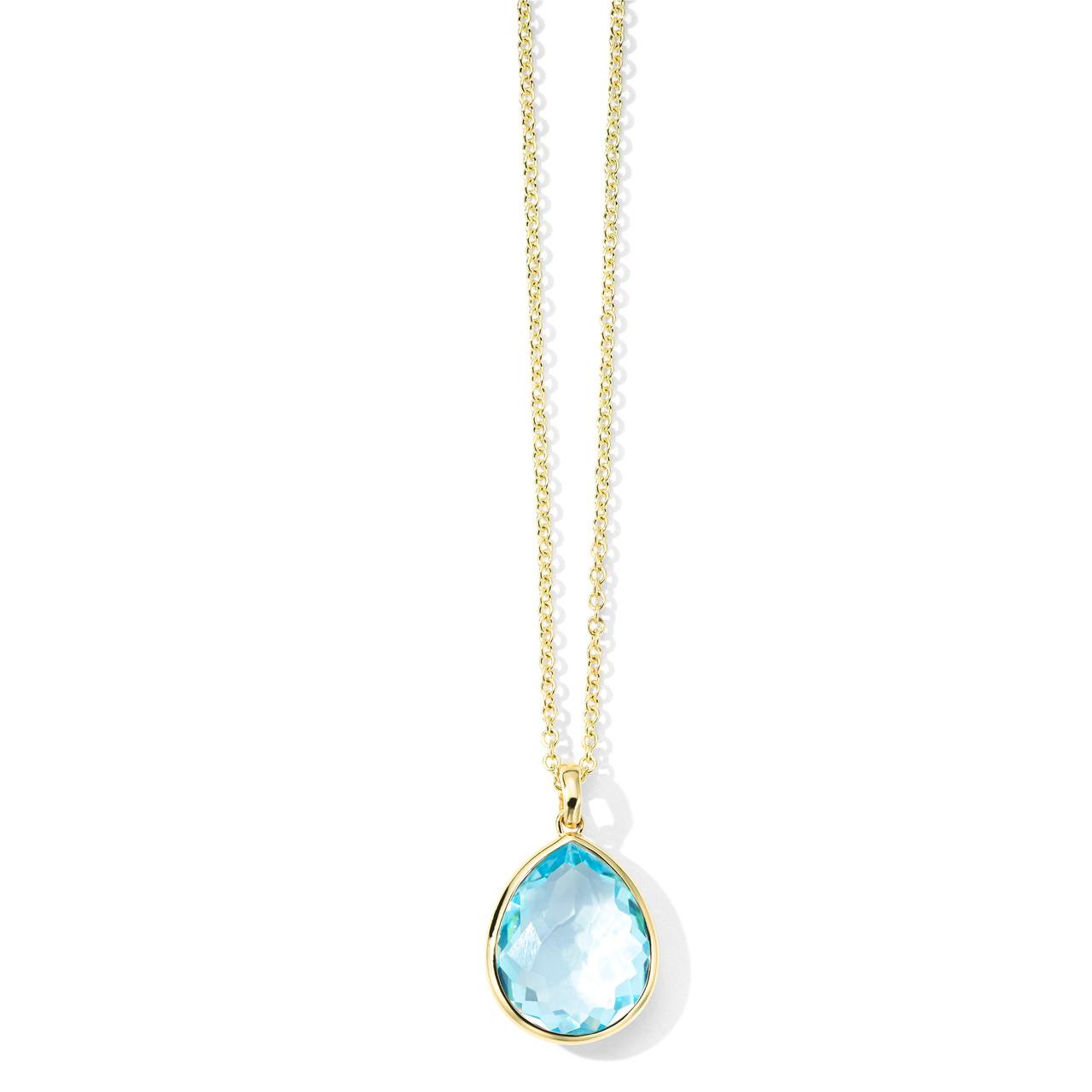 Ippolita Rock Candy Medium Teardrop 18k Gold Pendant Necklace with Blue Topaz 0