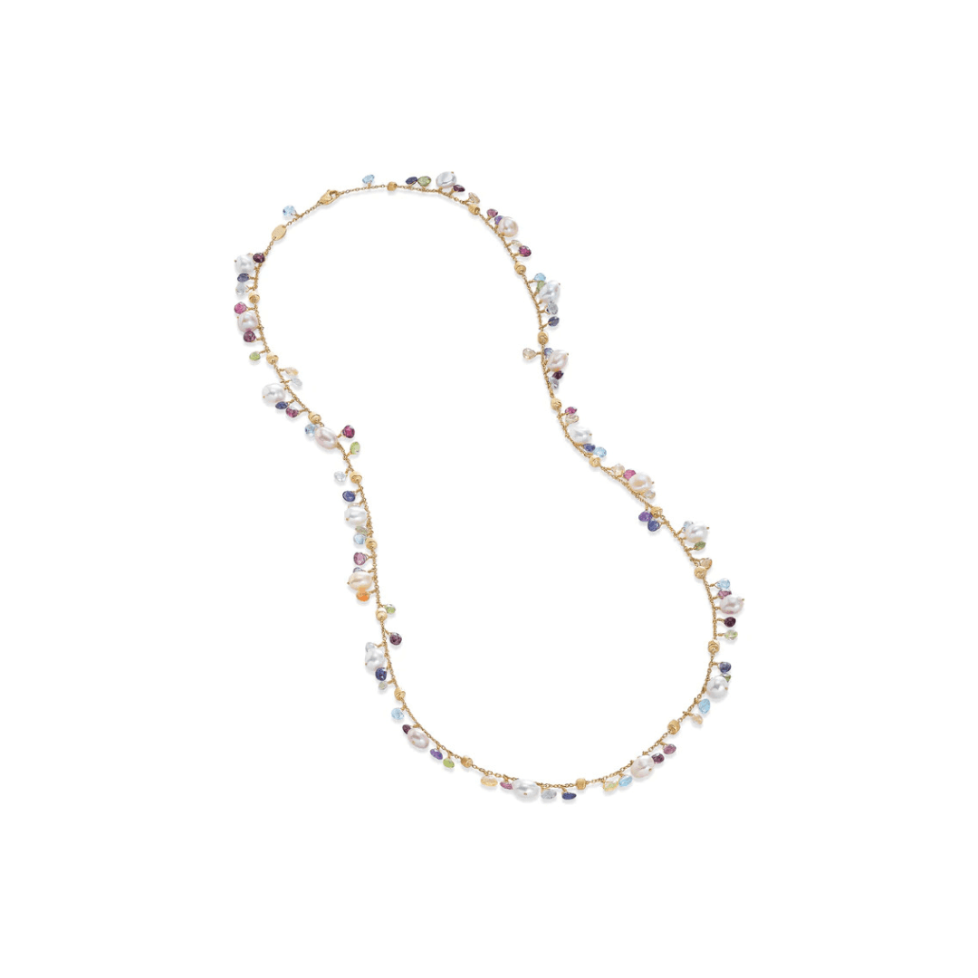 Marco Bicego Paradise Collection 18K Yellow Gold Mixed Gemstone and Pearl Medium Necklace