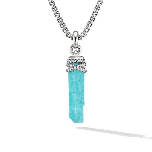 David Yurman Wrapped Amazonite Crystal Amulet with Sterling Silver and Pave Diamonds