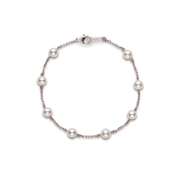Mikimoto White Gold Eight Pearl Chain Bracelet