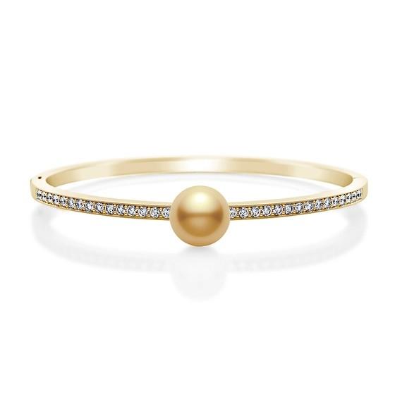 Mikimoto Golden South Sea Cultured Pearl and Diamond Bracelet in 18K Yellow Gold