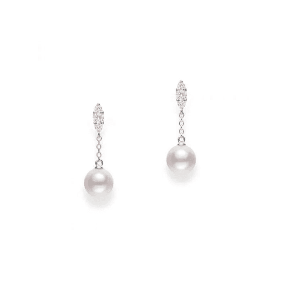 Mikimoto Morning Dew Akoya Cultured Pearl Earrings in 18K White Gold