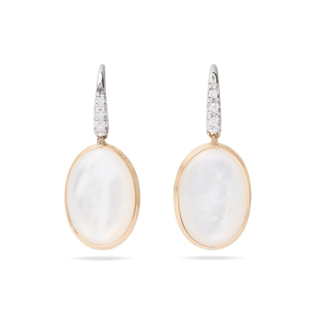 Marco Bicego Siviglia Collection 18K Yellow Gold Mother of Pearl Hook Earrings with Diamond Accent