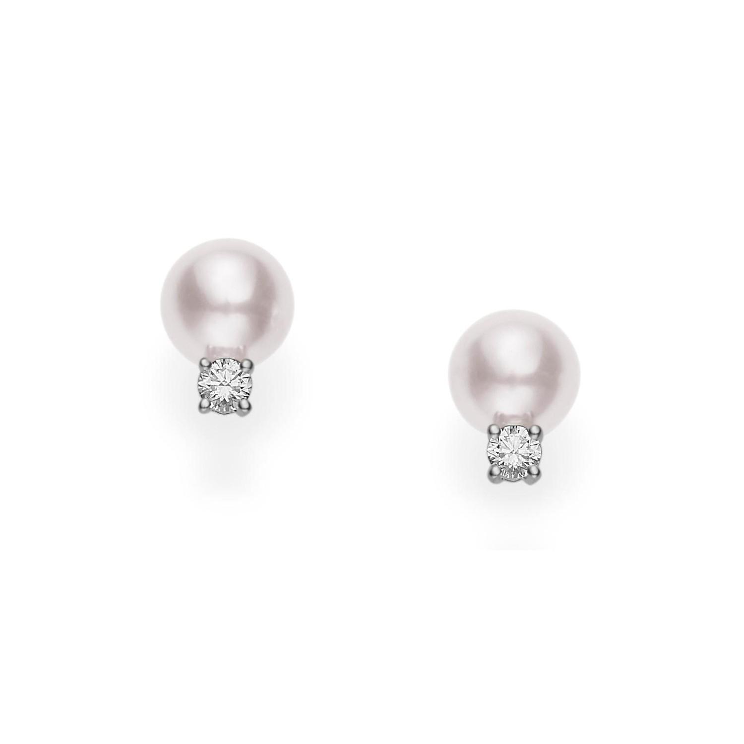 Mikimoto Everyday Essentials 8-8.5mm Pearl and Diamond Studs