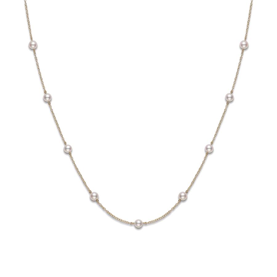 Mikimoto 5.5mm Akoya A+ Pearl Station Necklace in Yellow Gold
