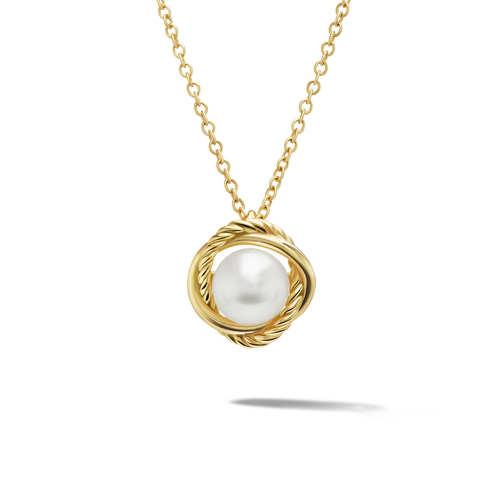 David Yurman Infinity Pendant Necklace in 18K Yellow Gold with Pearl
