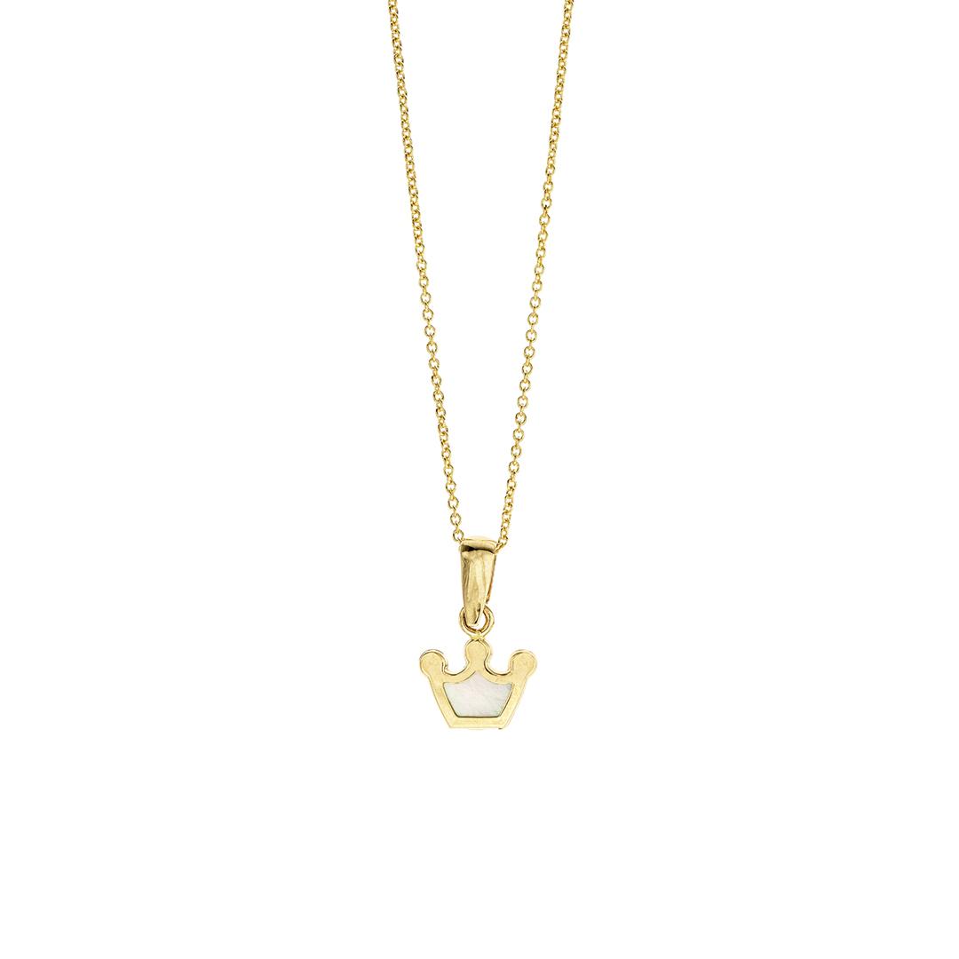Child's Mother of Pearl Crown Necklace in 14k Yellow Gold 0