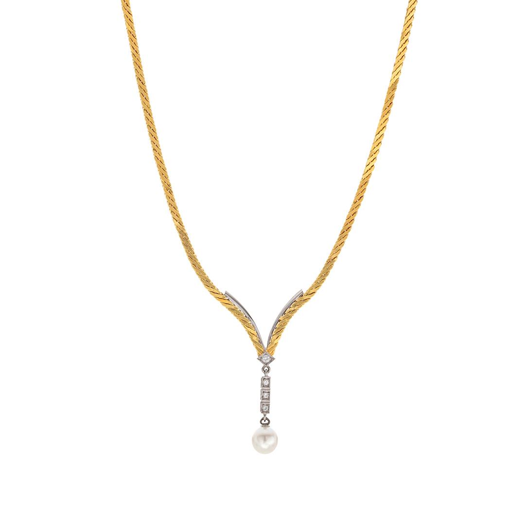 Estate Collection Pearl and Diamond Serpentine Necklace