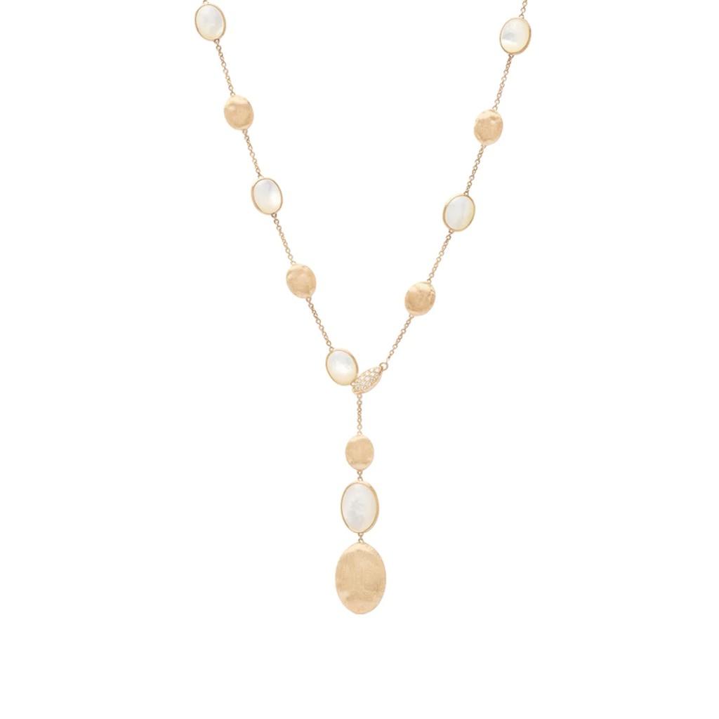 Marco Bicego Siviglia Collection 18K Yellow Gold and Mother of Pearl Lariat Necklace with Adjustable Diamond Clasp