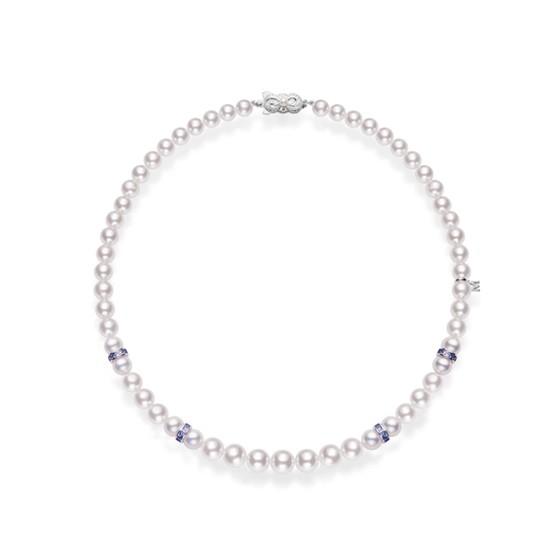 Mikimoto Ocean Akoya Cultured Pearl and Sapphire Rondelle Bracelet in 18K White Gold