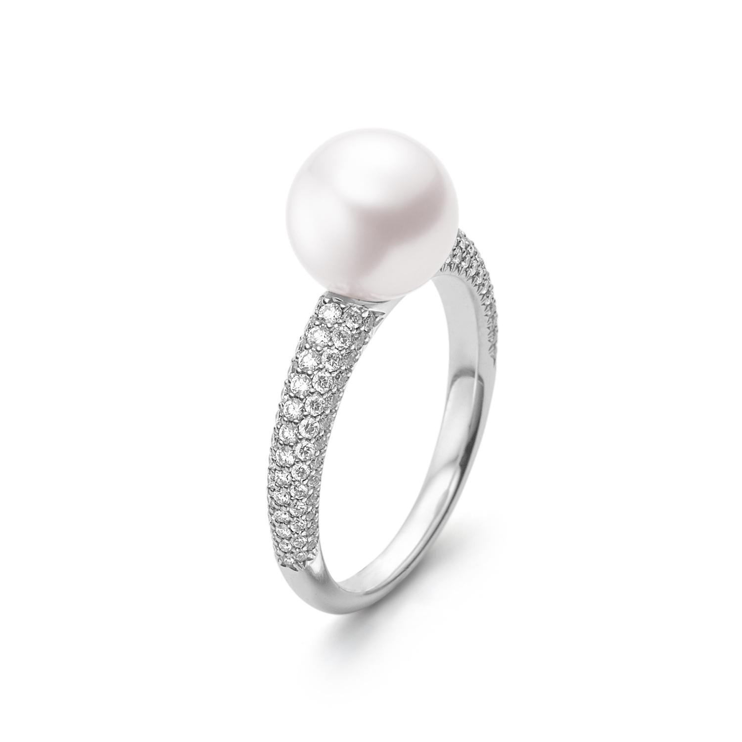 Mikimoto 8.5mm A Akoya Pearl and Diamond Ring