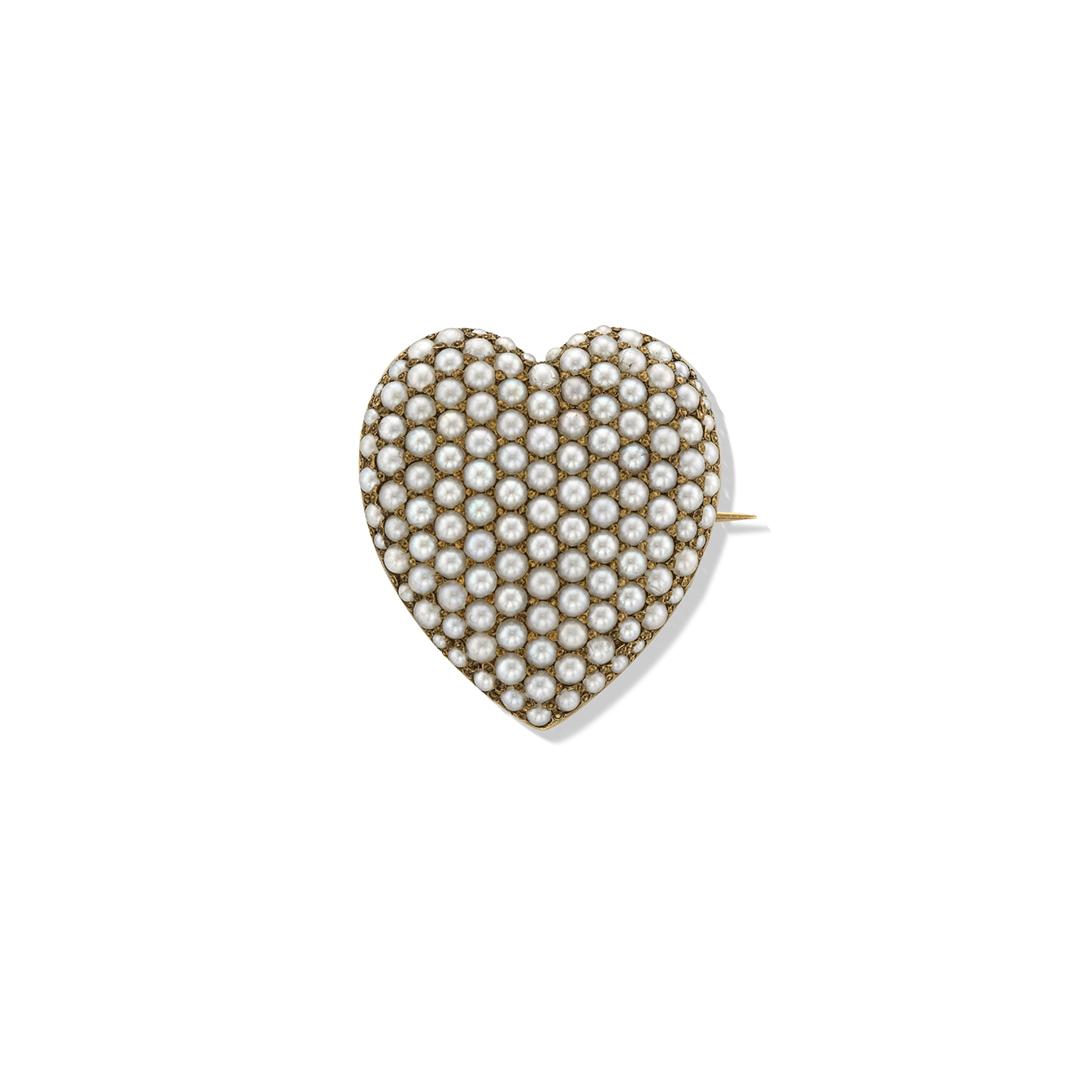 Estate Collection Heart Pave Diamond Brooch