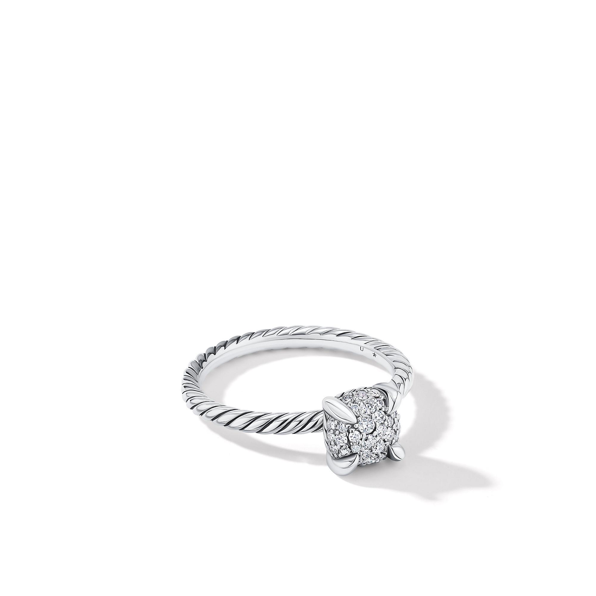 David Yurman Petite Chatelaine Ring with Full Pave Diamonds, size 6.5