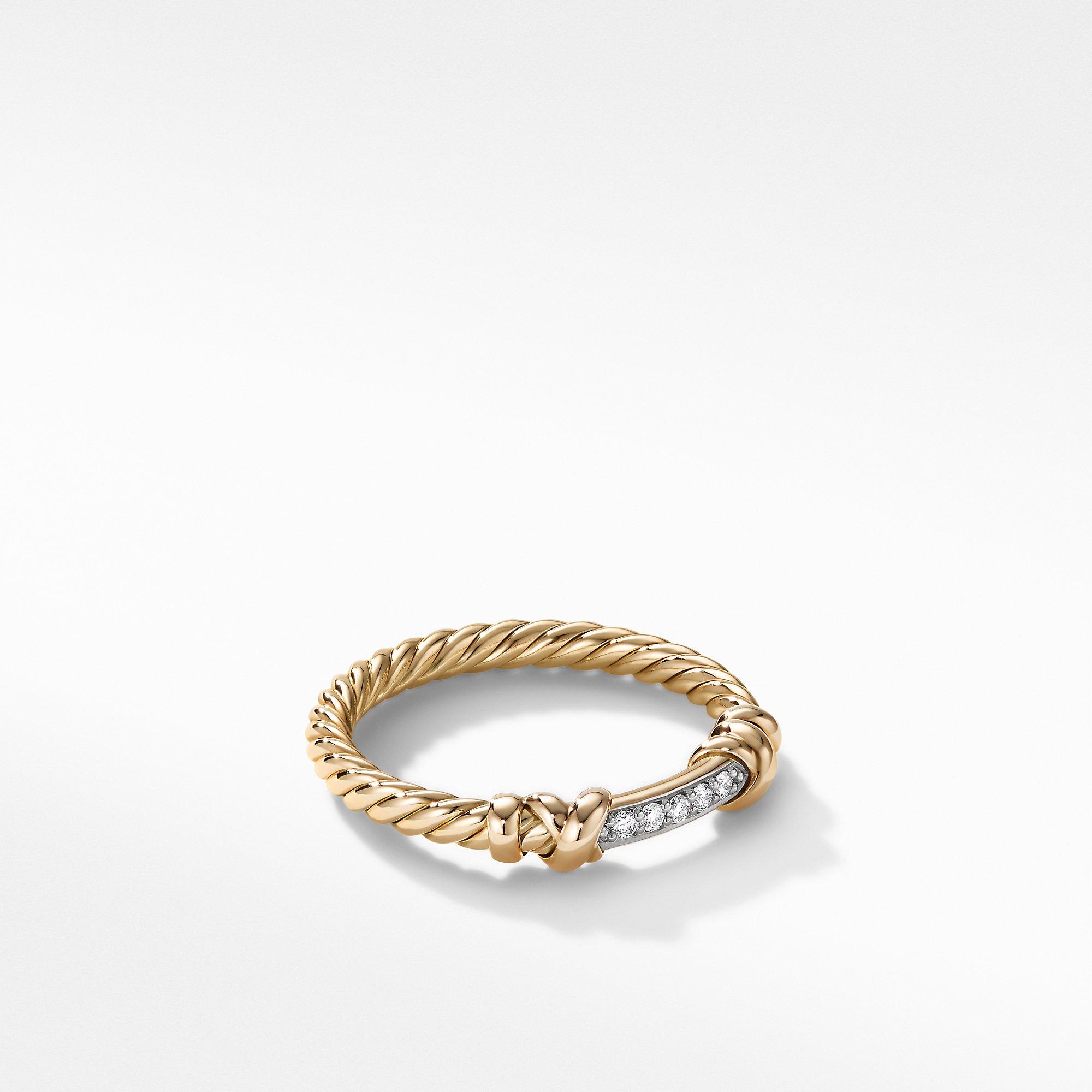 David Yurman Petite Helena Wrap Ring In 18k Yellow Gold With Diamonds, size 7