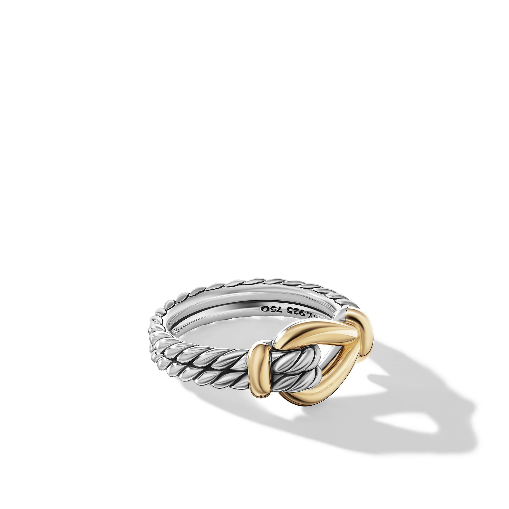 David Yurman Thoroughbred Loop Ring with 18k Yellow Gold, size 6.5