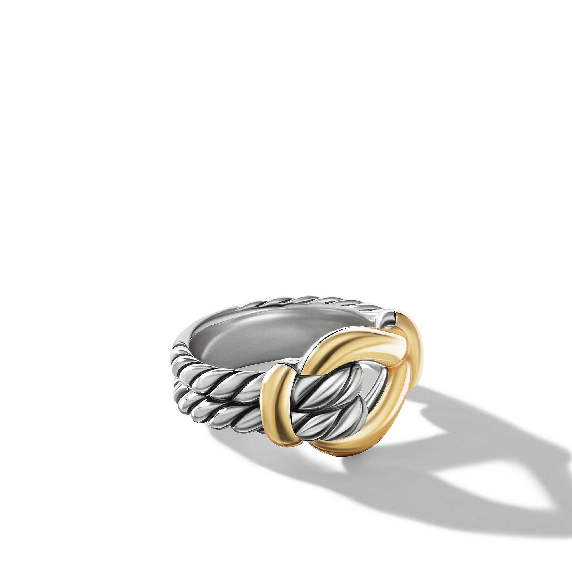 David Yurman Thoroughbred Loop 13mm Ring with 18k Yellow Gold, size 6.5