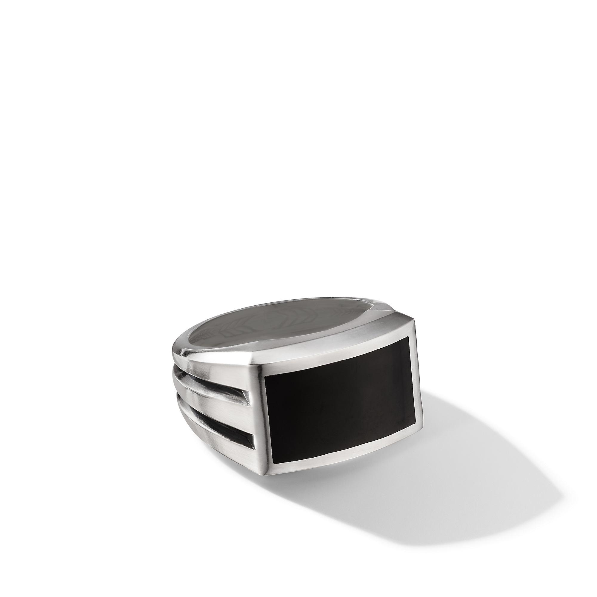 David Yurman Men's Beveled Signet Ring with Black Onyx