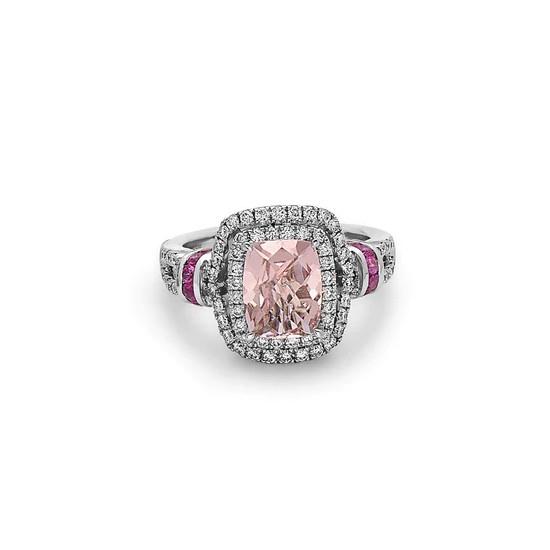 Charles Krypell Morganite, Diamond, and Pink Sapphire Ring